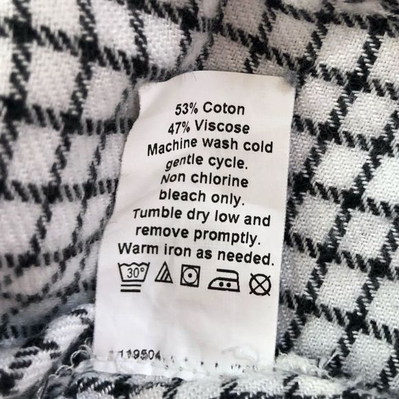 Madewell Bell Sleeve Button Down Shirt Blouse in Black White Windowpane size L - Picture 13 of 15